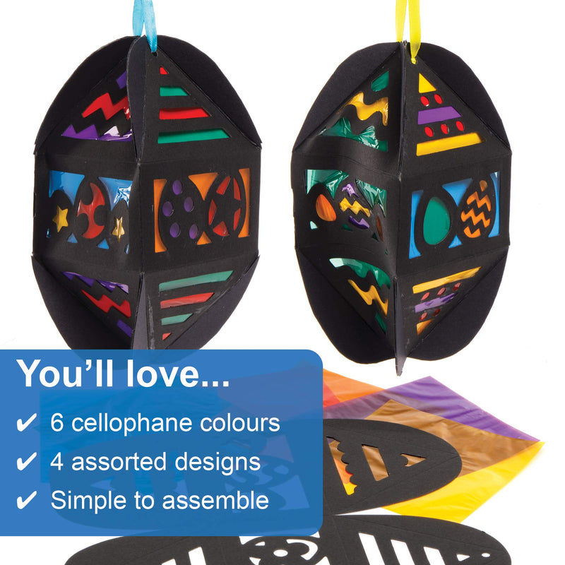 [Australia - AusPower] - Baker Ross AX758 Easter Egg Lantern Kits - Pack of 4, Stained Glass Papercrafts for Kids to Decorate This Springtime 