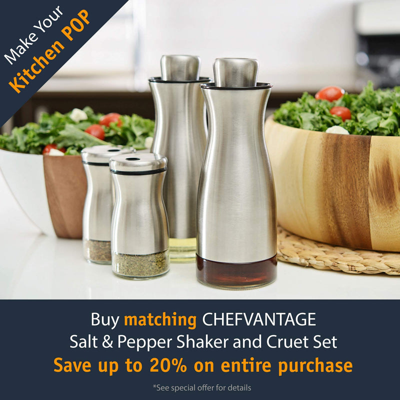 [Australia - AusPower] - CHEFVANTAGE Salt and Pepper Shakers Set with Adjustable Pour Holes - Black 