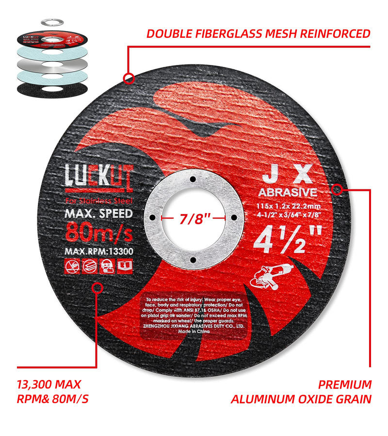 [Australia - AusPower] - LUCKUT Cut-Off Wheels Cutting Wheel Disc 4-1/2"x3/64''x7/8'' Thin Metal Stainless Steel Cutting Cut Off Disc Blades Grinding Wheel for Angle Grinders 10-Pack 10PCS 4.5"x 0.045"x7/8" 