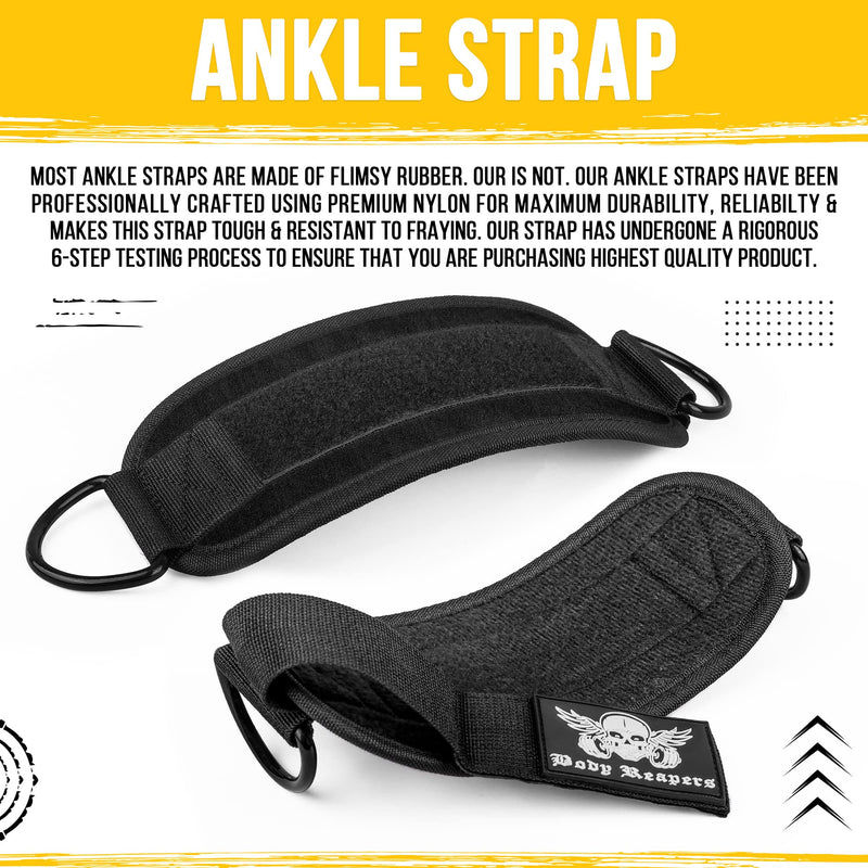 [Australia - AusPower] - Body Reapers Gym Ankle Strap for Cable Machine (Pair), Adjustable Ankle Straps for Working Out, Neoprene Padded for Glute kickbacks & Lower Body Exercises, Ankle Cuffs for Men & Women Gym Accessories Pair Black 