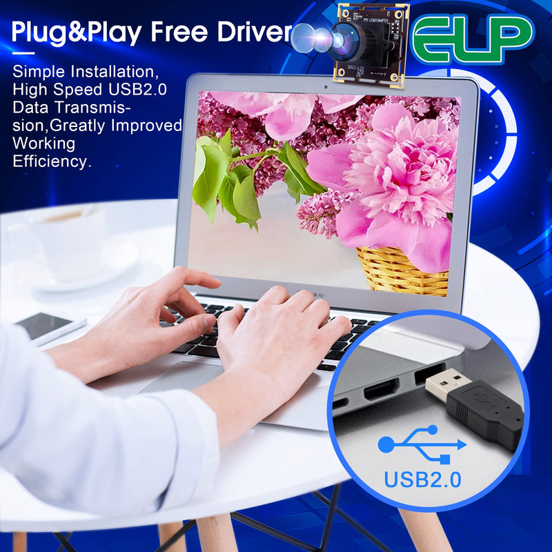 [Australia - AusPower] - ELP 16MP Wide Angle USB Camera Module with 170degree Fisheye Lens for Raspberry Pi and Computer 4K Mini UVC USB2.0 Video Webcam Board Industrial PC Lightburn Camera IMX298 USB with Camera for Laptop 