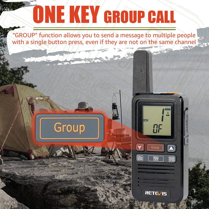 [Australia - AusPower] - Retevis RB67 Walkie Talkies for Adults, Rechargeable Two Way Radio with USB-C Charger, NOAA, LCD Screen, 1600mAh Battery, Group Call, Portable 2 Way Radios for Family Camping Hiking(2 Pack) 