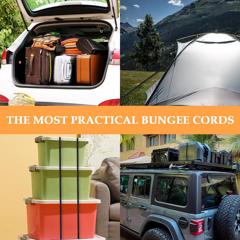 [Australia - AusPower] - MARRTEUM Bungee Cords with Hooks, 12 Inch Superior Latex Heavy Duty Outdoor Bungee Cords with Plastic Steel Hooks for Camping, Tarps, Bike Rack, Tent (4 Pack, Black) 