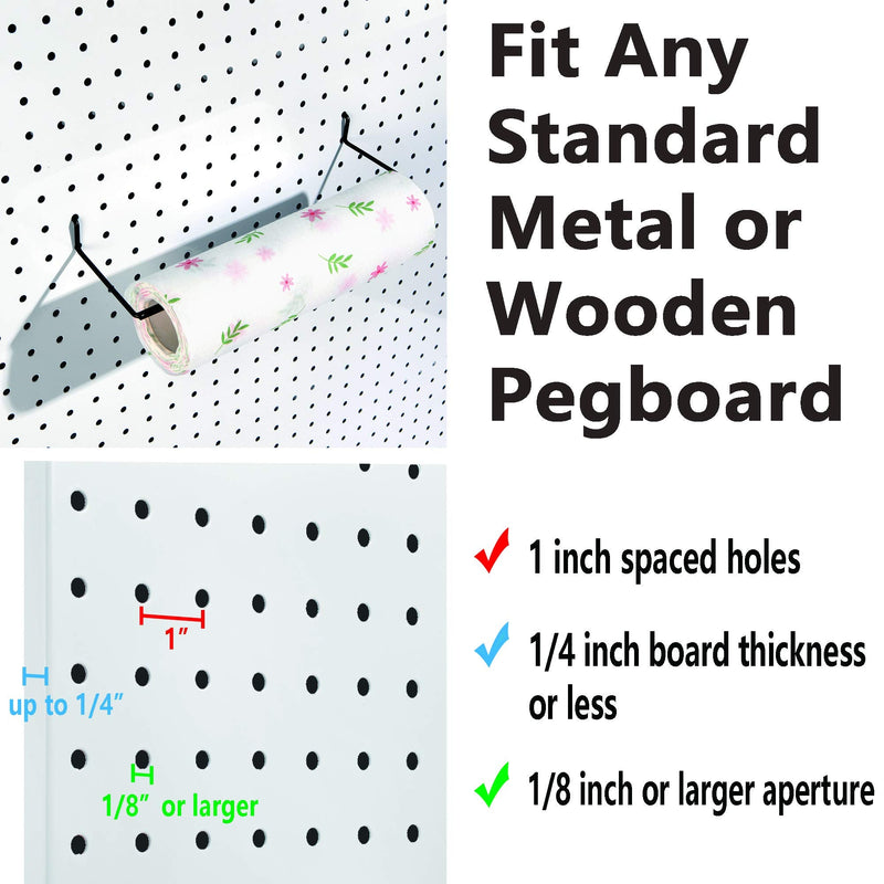 [Australia - AusPower] - Paper Towel Holder for Pegboard, Extendable, Fit Any Standard Pegboard, 4 Packs, Black 