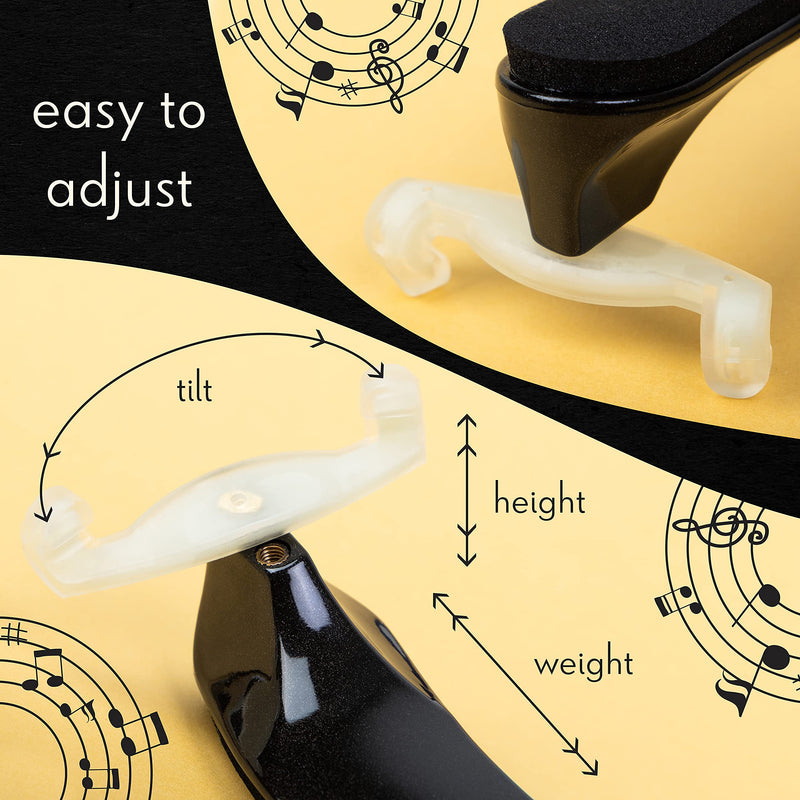 [Australia - AusPower] - VAL Strings Violin Shoulder Rest - Comfortable Thick Foam Chick Pad Silicone Feet Grips Easy to Use – Gift for Musicians Essential Element Viola Accessory Glossy Black 