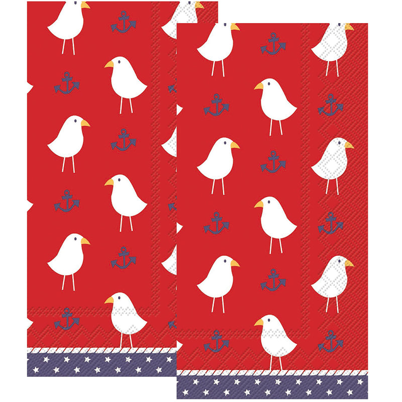 [Australia - AusPower] - Guest Towels Disposable Bathroom Anchor and Seagull Decor Hand Paper Decorative Fingertip or Dinner Napkins Nautical (32, Red White and Blue Nautical) 32 Little Seagulls Red White Blue 