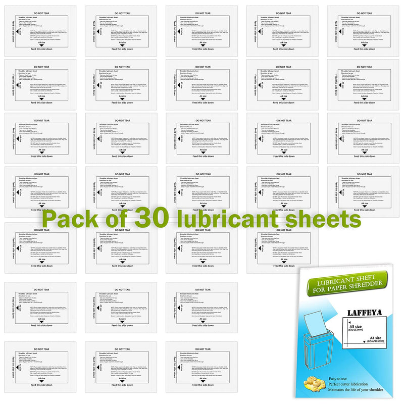[Australia - AusPower] - laffeya Shredder Lubricant Sheets, Paper Shredder Sharpening, Paper Shredders Lubricating Sheets, Shredder Cleaning Sheets (30 Pack) 30 Pack 