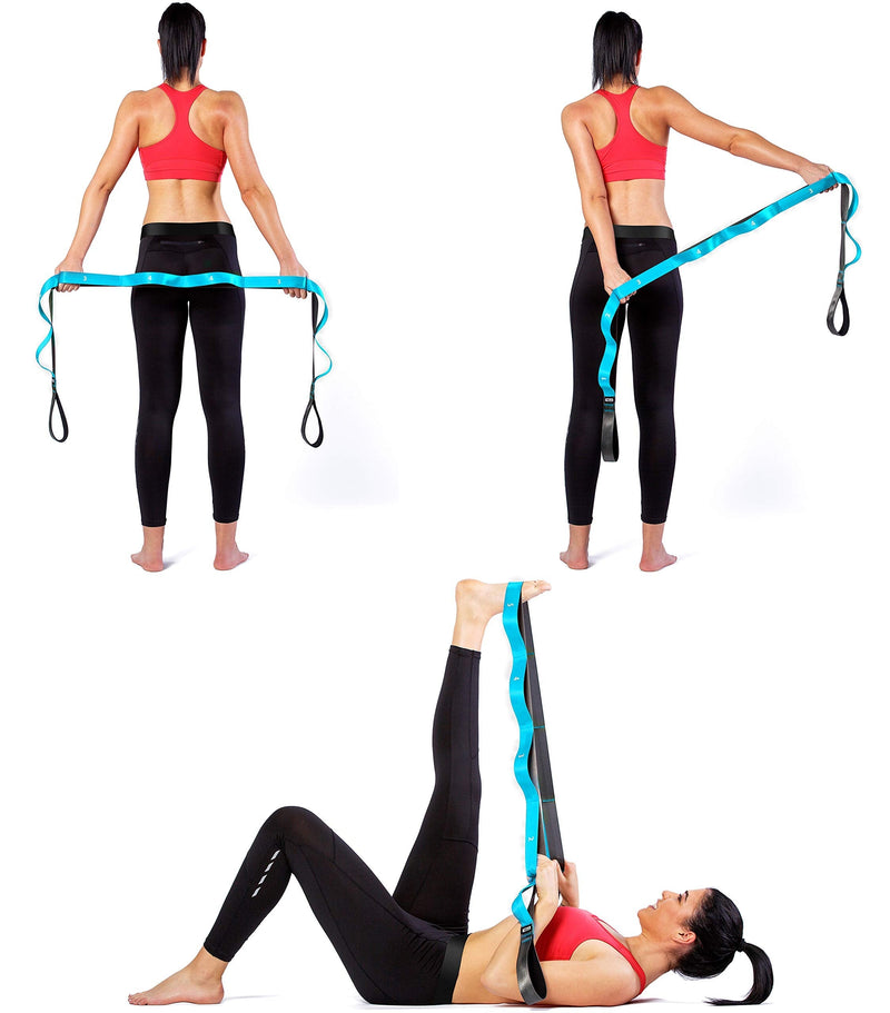 [Australia - AusPower] - Stretching Strap with Loops for Physical Therapy, Yoga, Exercise and Flexibility - Non Elastic Fitness Stretch Band + Exercise Instructions & Carry Bag by CTRL Sports 