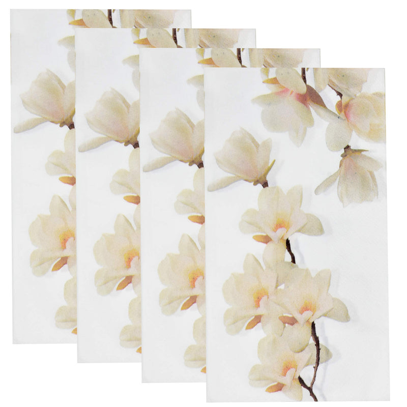 [Australia - AusPower] - 100 Floral White Magnolia Blossom Guest Napkins 3 Ply Disposable Paper Spring Flowers Dinner Hand Napkin for Bathroom Wedding Holiday Anniversary Birthday Party Bridal & Baby Shower Decorative Towels 