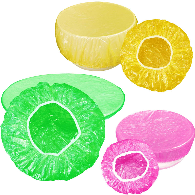 [Australia - AusPower] - 120 Pieces Reusable Food Storage Covers Elastic Colorful Bowl Covers Dish Plate Plastic Covers for Family Outdoor Picnic 
