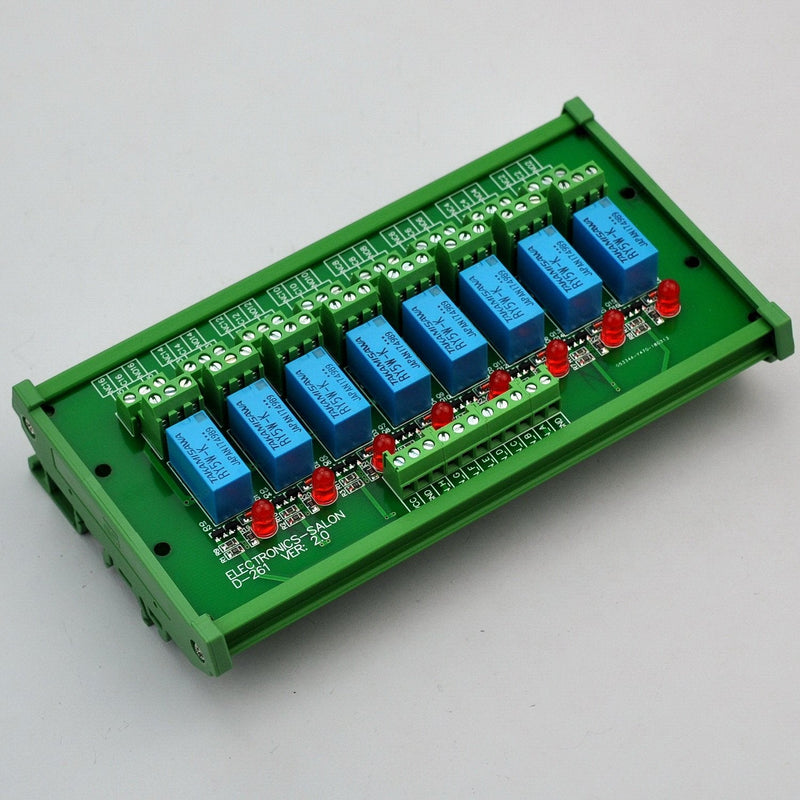 [Australia - AusPower] - Electronics-Salon DIN Rail Mount 8 DPDT Signal Relay Interface Module. (Operating Voltage: DC 5V) Operating Voltage: DC 5V 