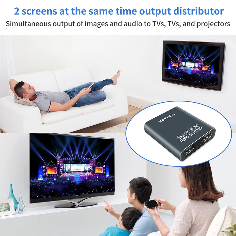 [Australia - AusPower] - HDMI Splitter HDMI Switch 1 Input 2 Output,2 Ports HDMI Hub Support 4K@30Hz Ultra HD Resolution,Compatible for Box PS4 HDTV DVD Projector 