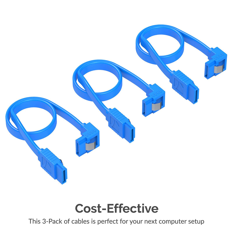 [Australia - AusPower] - SABRENT SATA III (6 Gbit/s) Right Angle Data Cable with Locking Latch for HDD/SSD/CD and DVD Drives (3 Pack 20 Inch) in Blue (CB-SRB3) 