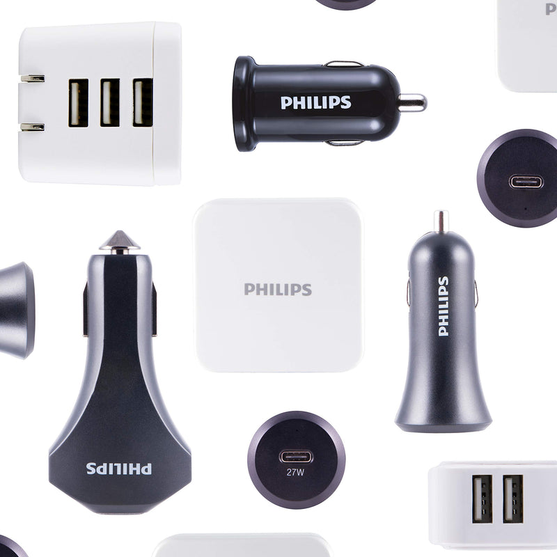[Australia - AusPower] - Philips Accessories 12W USB Car Charger, 2 Ports, for iPhone 12/11/XS/XR/X/8, iPad Pro/Air/Mini, Samsung Galaxy S21/S10/S9/Plus, Google Pixel 5/C/3/2/XL, DLP2457/37 1 Pack 