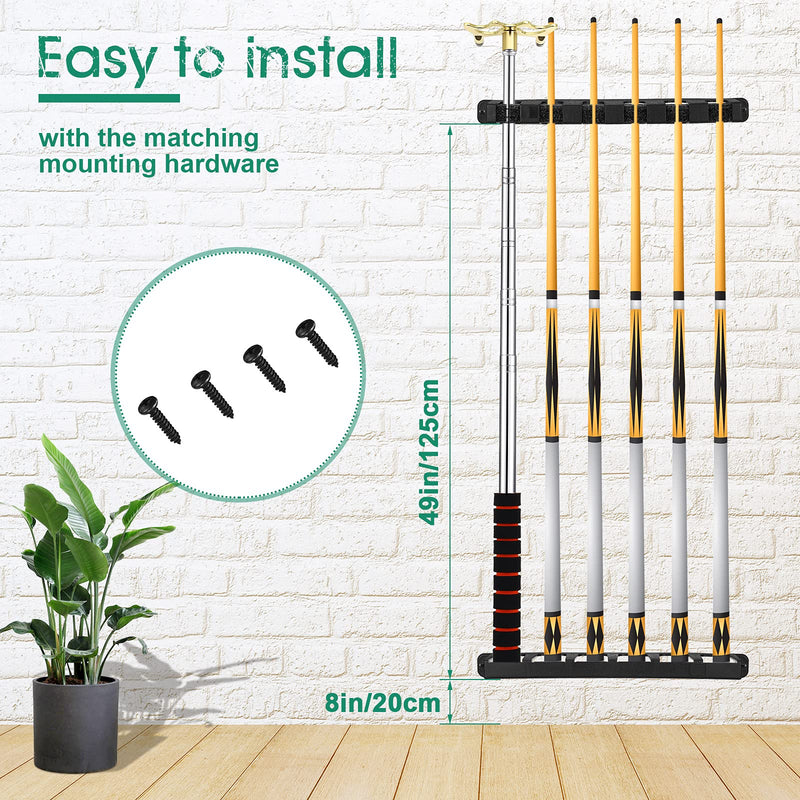 [Australia - AusPower] - Skylety 2 Pieces 6 Pool Cue Rack, Pool Stick Holder Wall Mounted Table Sticks, Pool Balls Billiard Pool Table Accessories for Game Room Pool Bars Clubs Billiard Players 