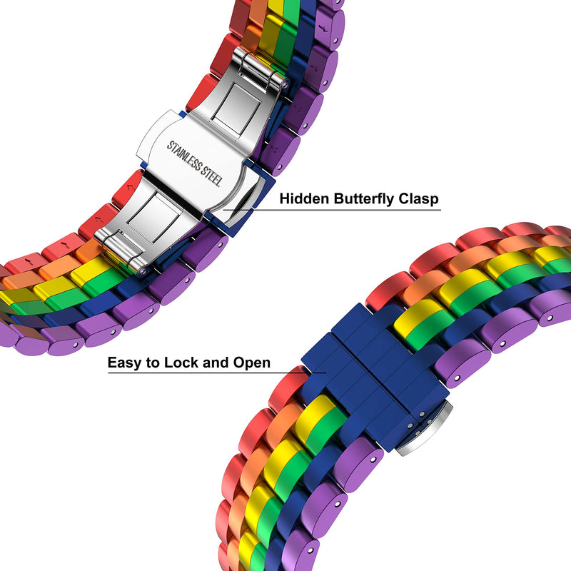 [Australia - AusPower] - GELISHI Metal Band Compatible with Fitbit Versa/Versa 2 Bands Women Men Colorful Aluminum Metal Band Adjustable Replacement Wristband for Fitbit Versa Lite Smartwatch, Rainbow Multi-color 