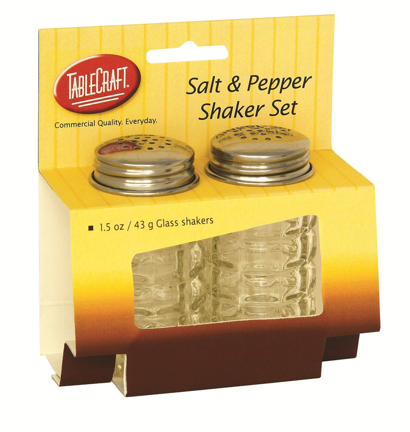 [Australia - AusPower] - Tablecraft Nostalgia Glass Salt and Pepper Shakers with S/S Tops 