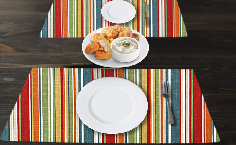 [Australia - AusPower] - Ruvanti Placemats for Dinning Table. 100% Cotton 13x19 Placemats Set of 6, Red & Fall Multi Strip Woven Placemats. Tablemats for Farmhouse, Spring placemats, Christmas Tablemats, Thanksgiving Dinners Multi Stripe 