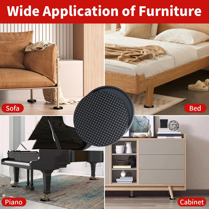 [Australia - AusPower] - Furniture Coasters - 2.5â€ Non Slip Furniture Pads for Hardwoods Floors, 8 PCS Round Rubber Non Skid Furniture Caster Cups, Anti Slide Furniture Feet Floor Protectors for Bed Couch Stoppers (Black) 2-1/2 inch 8 pack 