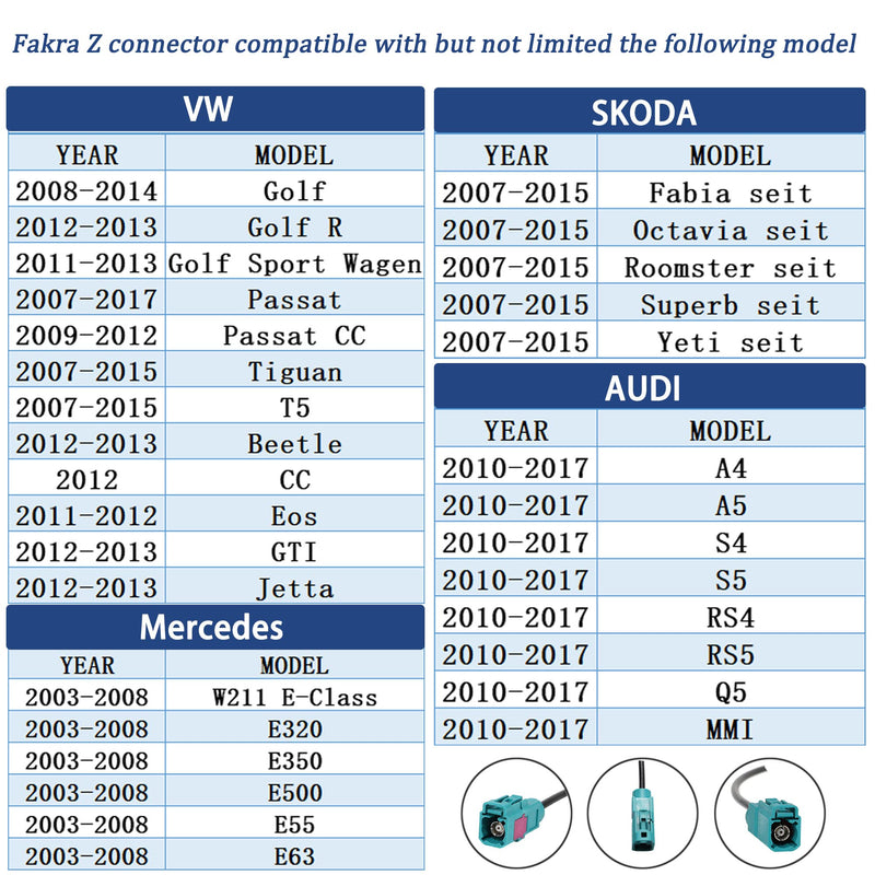 [Australia - AusPower] - Anina Car Radio Antenna Adapter Fakra Female to ISO Female for 2002-2017 Ford BMW VW Mercedes Audi Skoda Aerial Adapter Car Radio Head Unit Stereo CD Media Receiver 