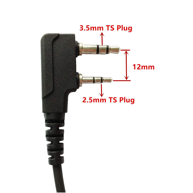 [Australia - AusPower] - KS K-STORM Covert Acoustic Tube Walkie Talkie Earpiece Headset with Mic Compatible with 2 Pin Kenwood Two Way Radio, PU Material, Black (Kenwood) 