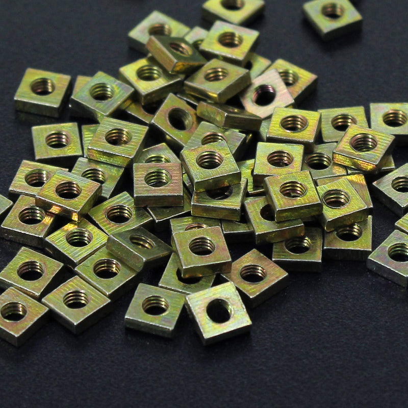[Australia - AusPower] - Suiwotin 100PCS Zinc Plated M3 Square Nuts, Square Machine Screw Nuts Fastener Bronze Tone 