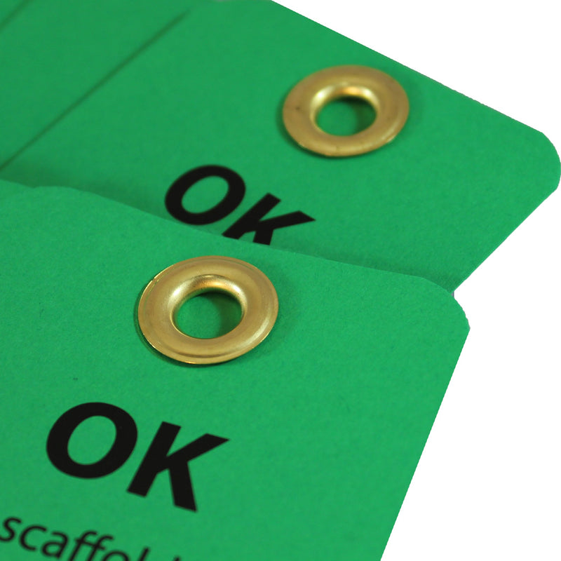 [Australia - AusPower] - NMC SPT3 OK - DO NOT ALTER Tag - [Pack of 25] 3 in. x 6 in. 2 Side Cardstock Inspection Tag with Grommet, Black Text on Green Base 