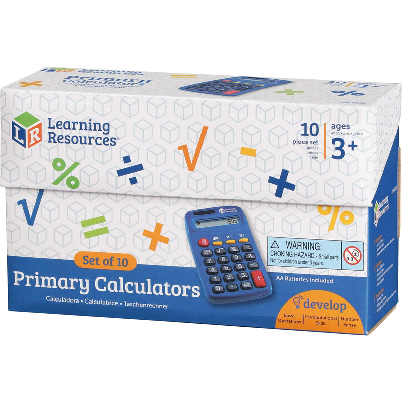 [Australia - AusPower] - Learning Resources Primary Calculator - 10 Pieces, Ages 3+ Basic Solar Powered Calculators, Teacher Set of 10 Calculators, School Supplies 