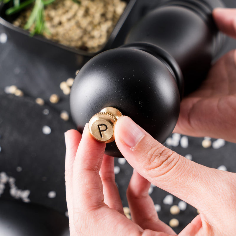 [Australia - AusPower] - Wooden Pepper Mill or Salt Mill, BILL.F 7 Inch Wood Salt and Pepper Grinder Set of 2 With a Adjustable Ceramic Rotor and Easily Refillable Black 