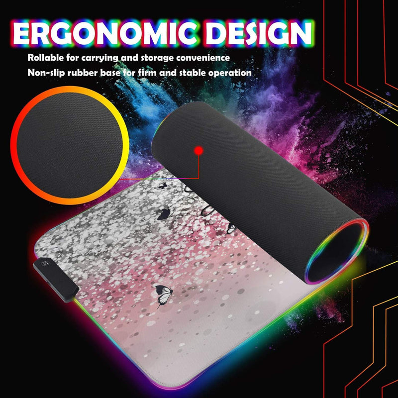 [Australia - AusPower] - CICPLKSE Customized RGB Gaming Mouse Pad and Coffee Coaster,Large Glowing Led Anti-Slip Rubber Base Computer Keyboard Desk Mouse Mat 31.4x11.8 Inch,Pink Glittering Live Laugh Love Pink Glittering Live Laugh Love 