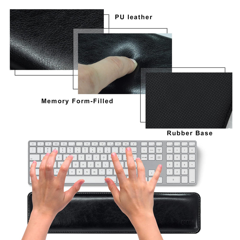 [Australia - AusPower] - Cacoy Keyboard Wrist Rest Ergonomic Soft PU Leather Wrist Support with Memory Foam-Filled for Office, Computer, Laptops, Keyboard - Black Keyboard-Wrist Rest 