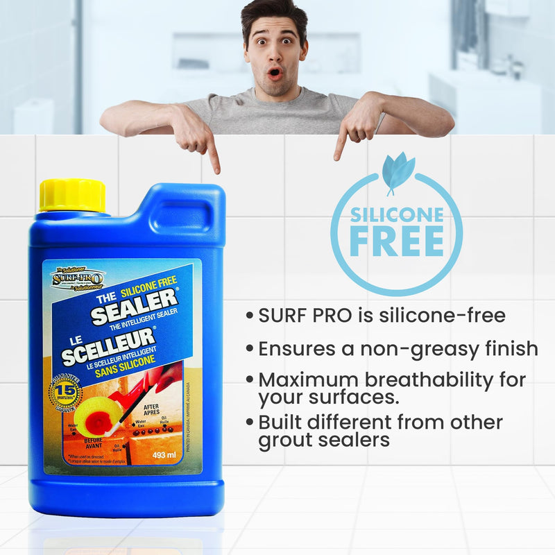 [Australia - AusPower] - SURF PRO Grout Sealer Transparent,1-Pack, 16.67oz (493 ml), Silicone Free, One Coat, Invisible Protecting Sealer, Anti-Stain 