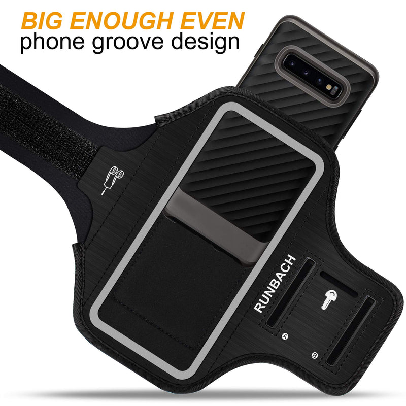 [Australia - AusPower] - Galaxy S22/S21/S20/S10/S9/S8 Armband,RUNBACH Sweatproof Running Exercise Gym Bag with Card Slot for Samsung Galaxy S22/S21/S20/S10/S9/S8(Black) Black 