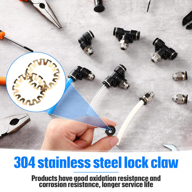 [Australia - AusPower] - 24 Pcs Push to Connect Tube Fittings 1/4 Inch Tube OD x 1/8 Inch NPT Pneumatic Fittings Kit Male Thread Straight Push Quick Release Connectors Air Connectors, 8 Straight, 8 Elbow, 8 Brunch Tee 