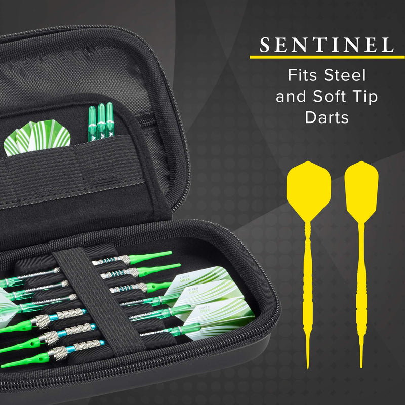 [Australia - AusPower] - Casemaster Sentinel EVA Foam Shell Dart Case, Holds 6 Darts and Extra Accessories, Tips, Shafts and Flights, Compatible with Steel Tip and Soft Tip Darts 