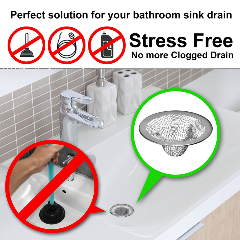 [Australia - AusPower] - 12 Pack - 2.125" Top / 1" Basket- Mesh Sink Drain Strainer Hair Catcher for Bathroom Sink, Utility, Slop, Laundry, RV and Lavatory 