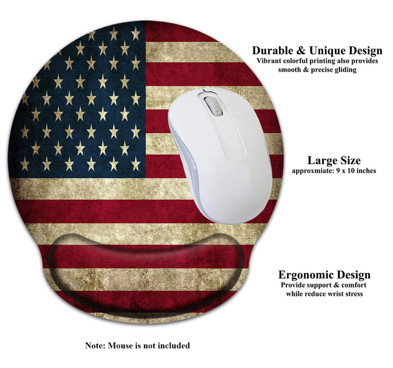 [Australia - AusPower] - Meffort Inc Mouse Pad with Wrist Rest Support & Non-Slip Base, Durable Ergonomic Gaming Mousepad - USA Flag 
