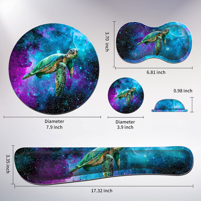[Australia - AusPower] - Keyboard Wrist Rest & Mouse Pad & Mouse Wrist Rest Support & Coaster, Non Slip Rubber Base Wrist Support with Ergonomic Raised Memory Foam for Computer Laptop Home Office, Turtle Galaxy 