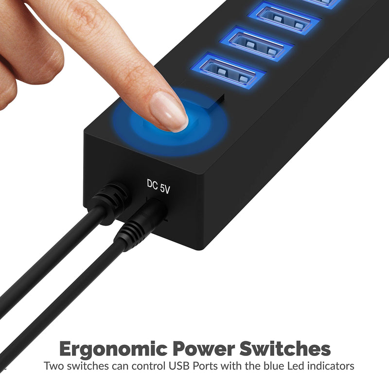 [Australia - AusPower] - SABRENT 13 Port High Speed USB 2.0 Hub with Power Adapter and 2 Control Switches (HB-U14P) 13-Port 