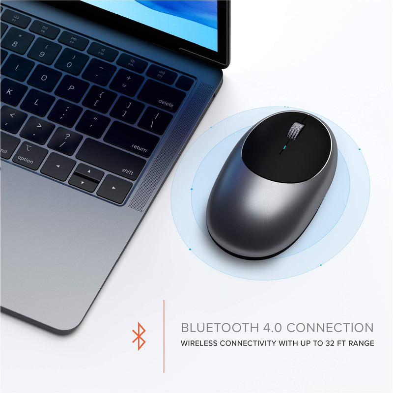 [Australia - AusPower] - Satechi Aluminum M1 Bluetooth Wireless Mouse with Rechargeable Type-C Port - Compatible with 2022 MacBook Pro/Air M2, Mac Mini, iMac Pro/iMac, 2021 iPad Pro, 2012 & Newer Mac Devices (Space Gray) Space Gray 