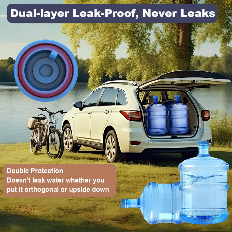 [Australia - AusPower] - MYLOLF Upgrade 5 Gallon Water Jug Cap, Dual Leakage Prevention Technology, Food-Grade Silicone Reusable Replacement Bottle Lid for Standard/Screw/Crown Top Water Jug and Water Dispenser - Pack of 3 