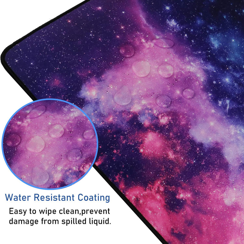 [Australia - AusPower] - Gaming Mouse Pad, 31.5x15.7x0.12 inch Waterproof Computer Keyboard Mouse Mat Non-Slip Mousepad Rubber Base and Stitched Edges for Game Players, Office, Study, Esports Pros, Home, Desktop galaxy 