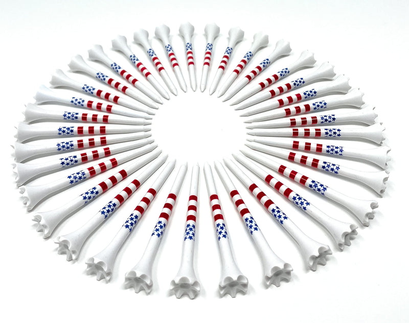 [Australia - AusPower] - NorthPointe 3 ¼” USA Stars and Stripes America Flag Golf Tees Plastic - 100 Tees in Bulk – Patriotic 