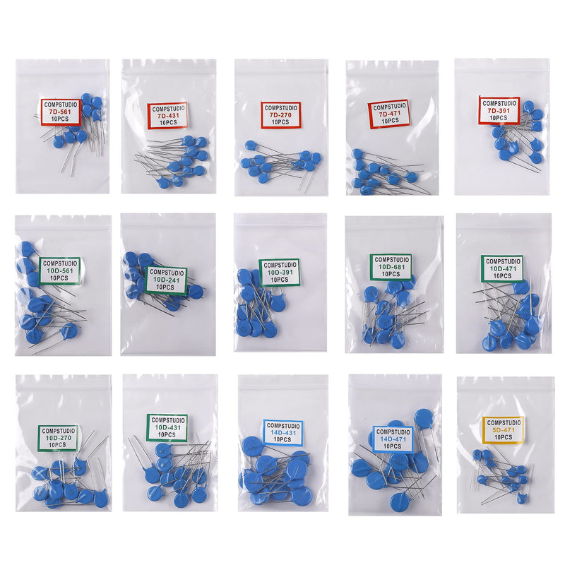 [Australia - AusPower] - 15Value 150Pcs Varistor Resistance kit 470V Voltage Dependent Resistors 