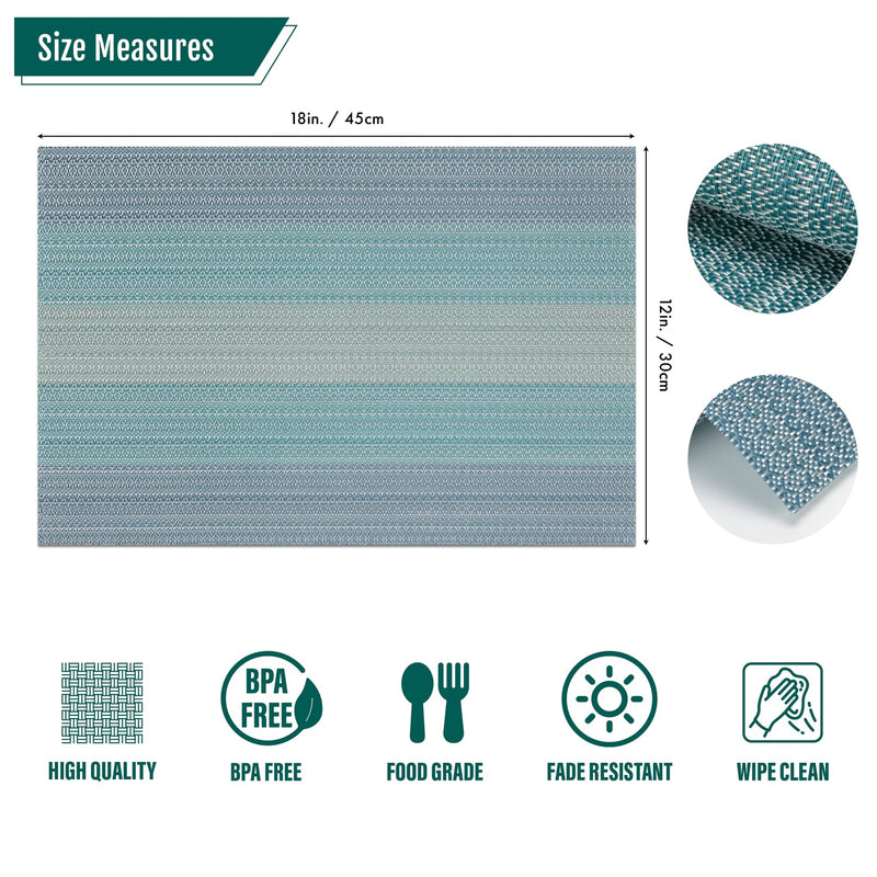 [Australia - AusPower] - Winknowl Placemats, Set of 8 Heat Resistant Stain Resistant Non-Slip Woven Vinyl Insulation Placemats, Durable Elegant Table Mats for Dining(Blue) Blue 