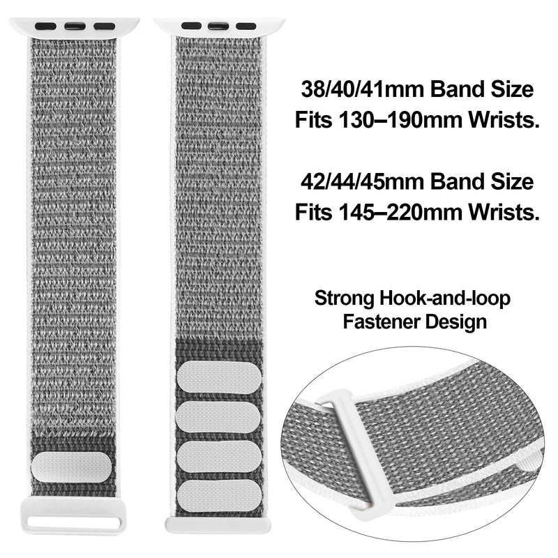 [Australia - AusPower] - JuQBanke Sport Loop Band Compatible with Apple Watch Band 38mm 40mm 41mm 42mm 44mm 45mm iWatch Series 7 6 5 SE 4 3 2 1 Strap Nylon Weave Women Men Stretchy Elastic Braided Replace Wristband Breathable 42mm/44mm/45mm Sea Shell 