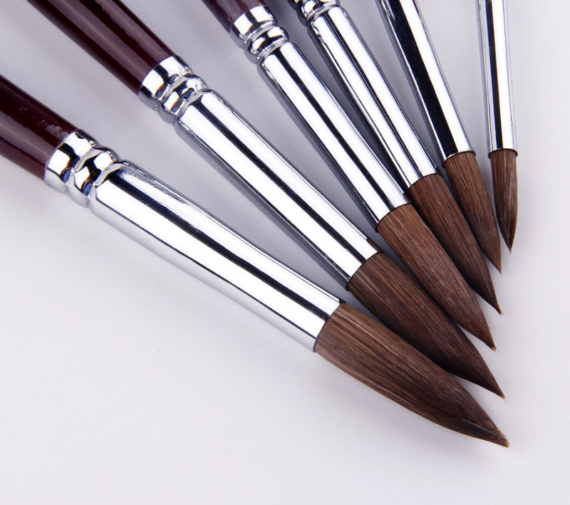 [Australia - AusPower] - Artist Paint Brushes-Superior Sable Hair Artists Round Point Tip Paint Brush Set Watercolor Acrylic Painting Supplies 