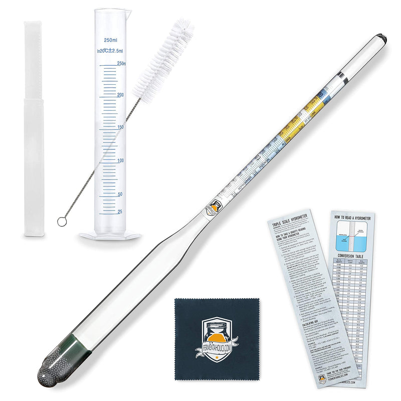 [Australia - AusPower] - Fermentaholics Triple Scale Hydrometer Test Kit | Hydrometer Test Jar Kit | Make Wine, Beer, Mead, Cider, and More | Measure ABV, Brix, and Specific Gravity (Hydrometer Test Kit - Plastic Test Jar) Hydrometer Test Kit - Plastic Test Jar 