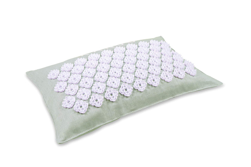 [Australia - AusPower] - Kanjo Aroma Mint Acupressure Pillow - 100% Cotton Linen Pillow with Natural Cork Filling - Aromatherapy Pillow for Back Pain and Neck Pain Relief 