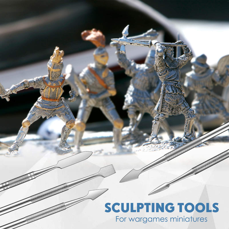 [Australia - AusPower] - 5 Pieces Miniature Sculpting Tools Set Mini Stainless Steel Double-Headed Tool for Model and Convert Plastic, Resin and Metal Tabletop War Game Miniatures Models 